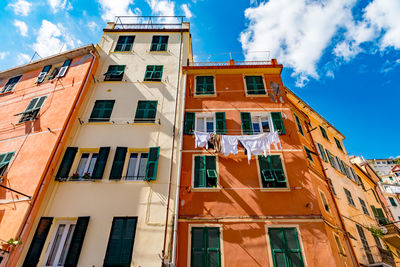 Low angle view of residential building against sky