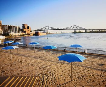 View of bridge over sea against clear sky