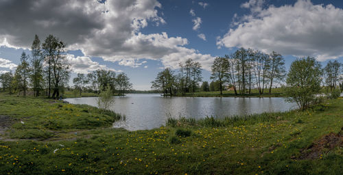 Scenic view of lake against sky