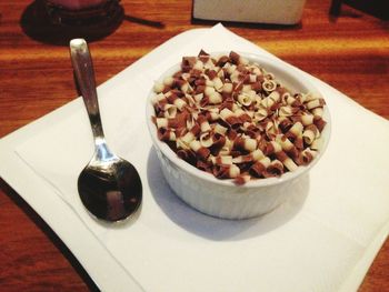 Close-up of food in plate on table