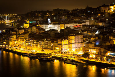 Illuminated city at night