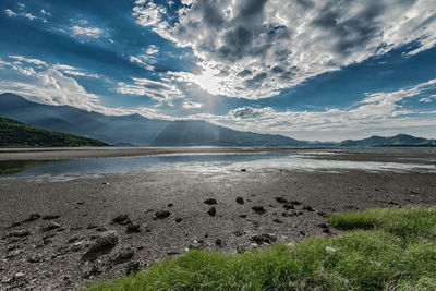 Scenic view of lake against sky