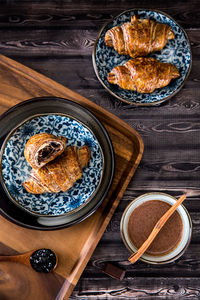 Directly above shot of croissants on table 