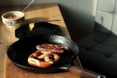 High angle view of food on table