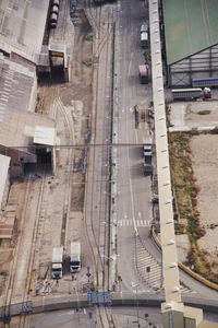 High angle view of cars on road