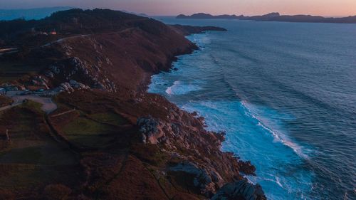 High angle view of sea against sky