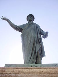 Low angle view of statue against clear sky