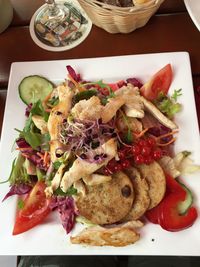 Close-up of seafood served in plate