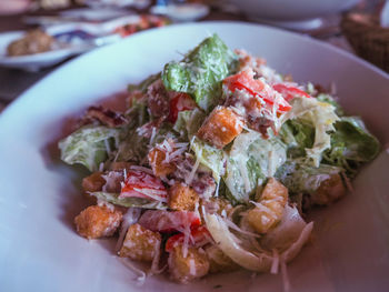 Close-up of food served in plate