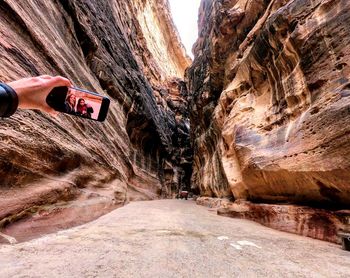 Road passing through rock formation