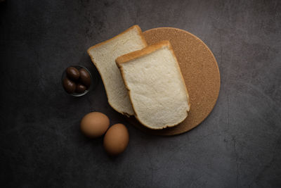 High angle view of breakfast on table