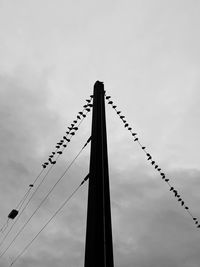 Low angle view of silhouette cables against sky