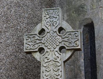 Close-up of carving on wall