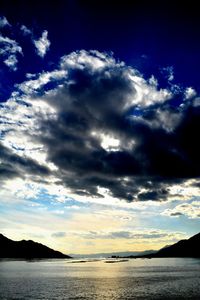 Scenic view of sea against cloudy sky