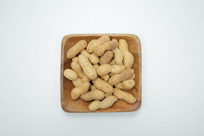 High angle view of cookies against white background