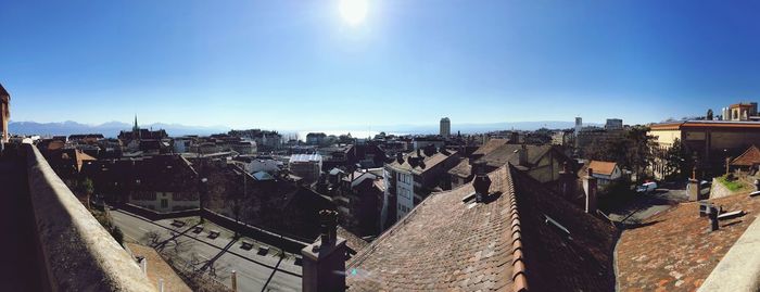 High angle view of city against sky