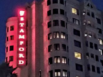 Close-up of illuminated building at night