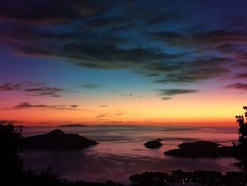 Scenic view of sea against dramatic sky