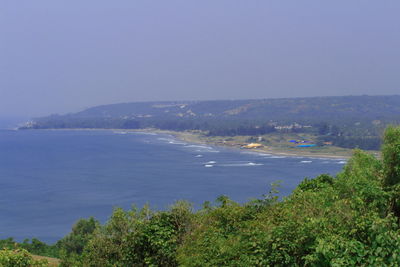 Scenic view of sea against clear sky