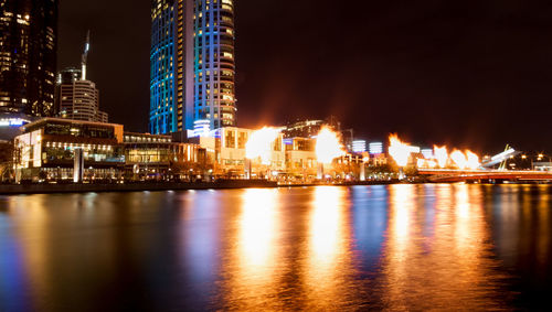 Illuminated city at night