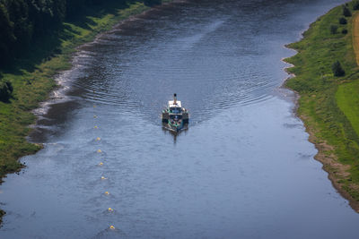 High angle view of boat on river