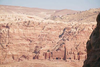 High angle view of the archaeological site of petra