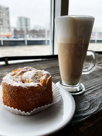 Close-up of coffee served on table