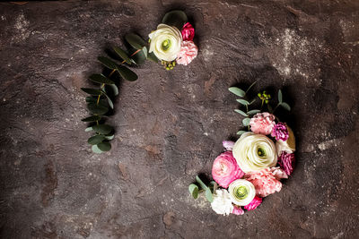 High angle view of rose bouquet