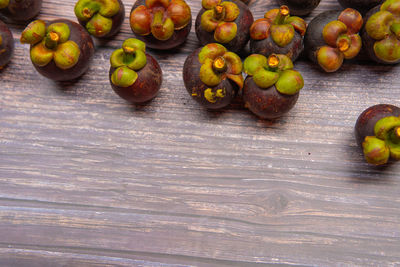 High angle view of fruits on table