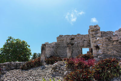 Old building against clear blue sky