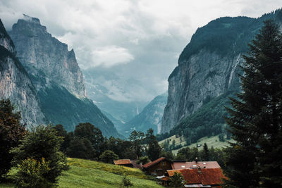 Lauterbrunnen valley, switzerland. swiss alps. village in mountains. 