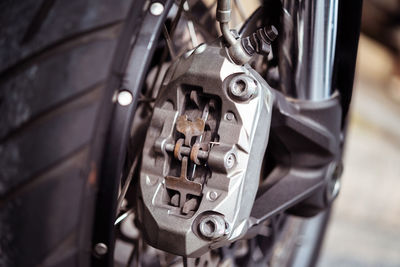 Close-up of motorcycle tire on street