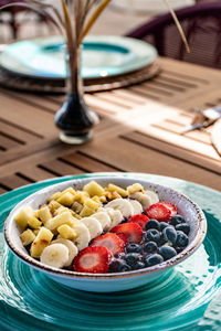 Close-up of food on table