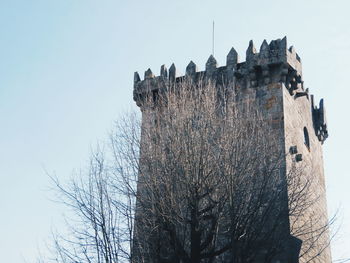 Low angle view of building against clear sky