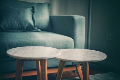 Close-up of empty seats on table at home