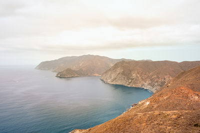 Scenic view of sea against sky, overlooking cat harbor, on catalina island, california.