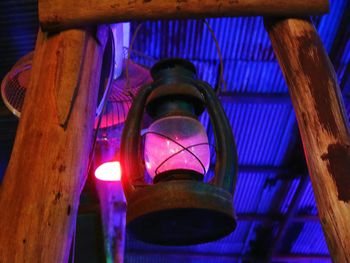 Low angle view of illuminated lamp