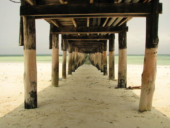 View of pier on beach