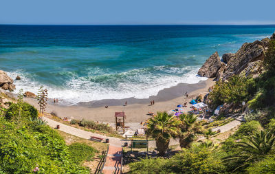 High angle view of beach against sky