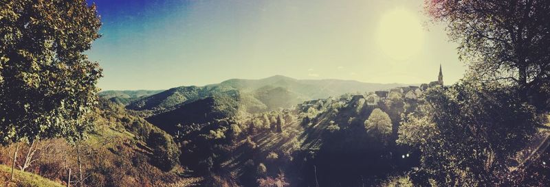 Scenic view of mountains against sky