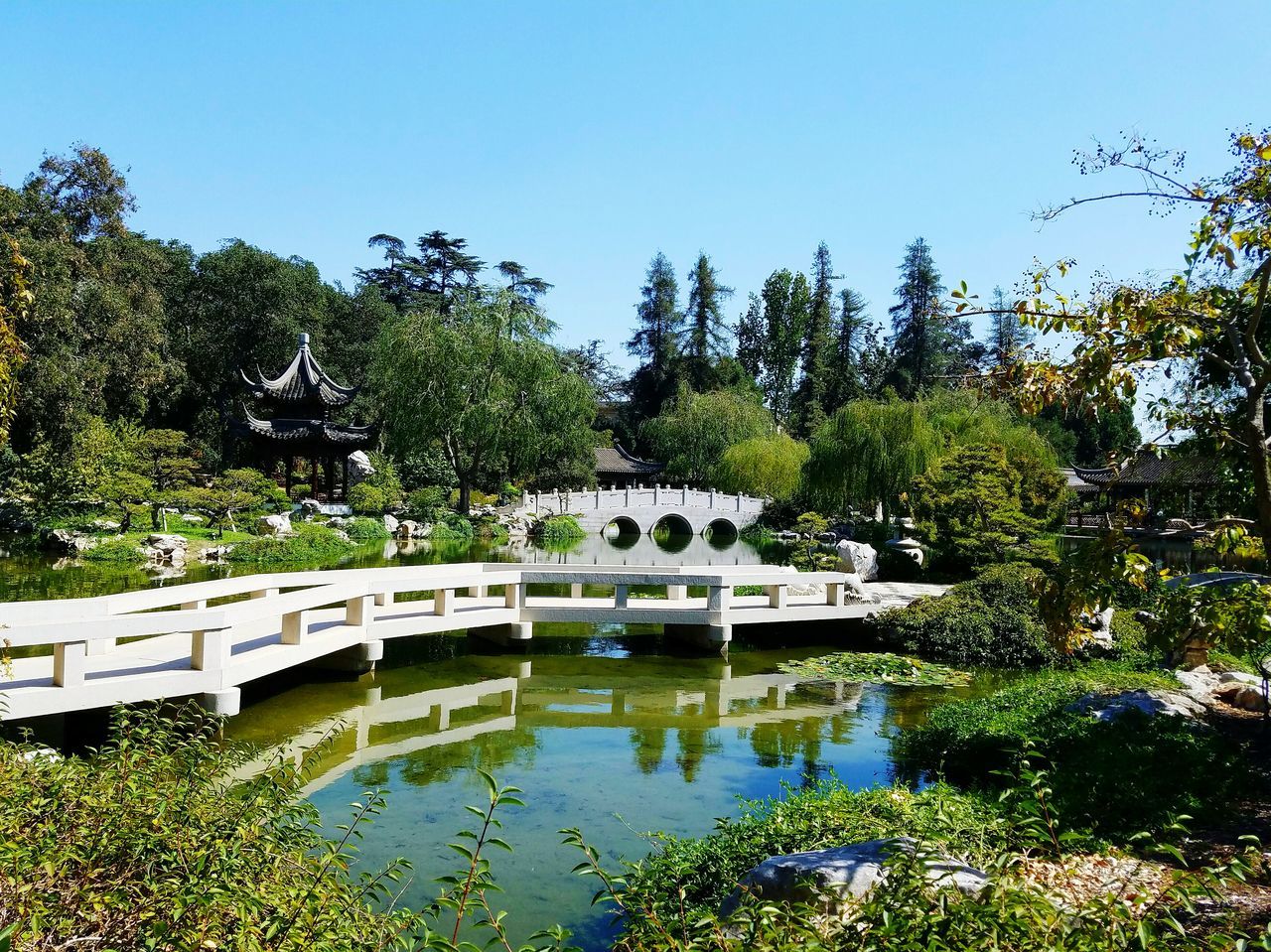 BUILT STRUCTURE IN PARK AGAINST CLEAR BLUE SKY IN GARDEN