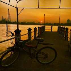 Silhouette of people at sunset