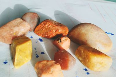 High angle view of food on table