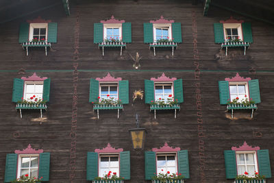 Multi colored windows of building