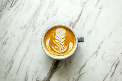 High angle view of coffee on table