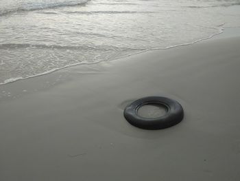 High angle view of surf on beach