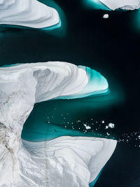 Aerial view of icebergs melting in sea