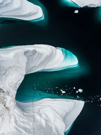 Close-up of snow on sea