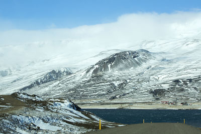 Snowy mountain landscape in east iceland, wintertime