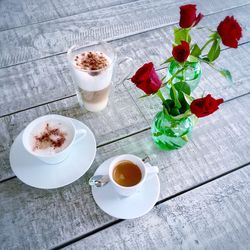 Close-up of coffee cup on table